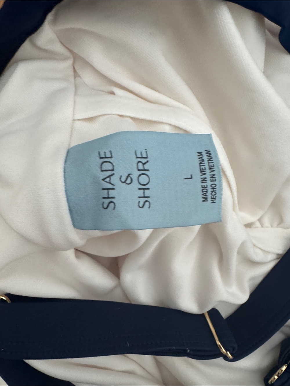 Target brand Shade & Shore White One-Piece Swimsuit with Navy Trim and Red Band - Picture 3 of 6